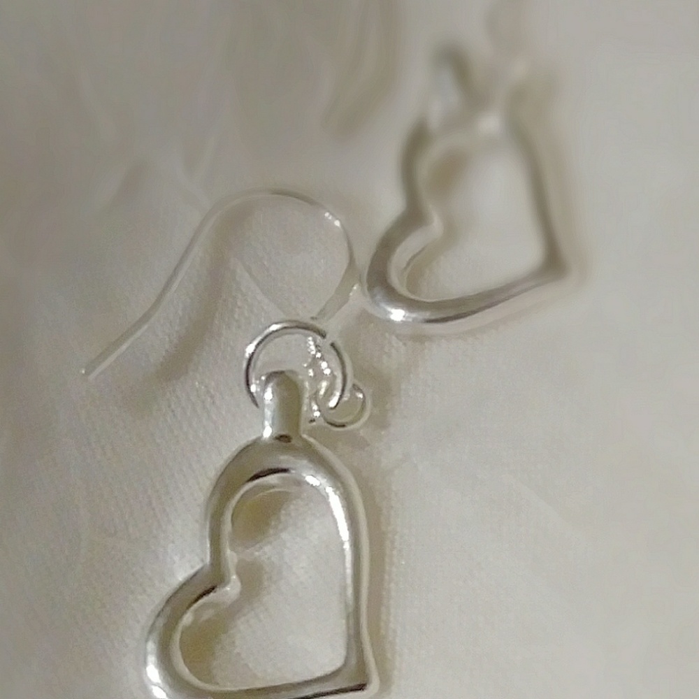 .925 Hollow Heart Earrings